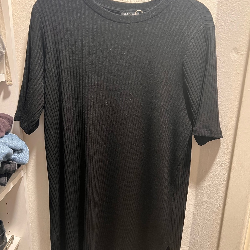 Eileen Fisher Black Ribbed Knit Top